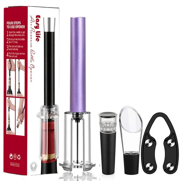 Air Pressure Pump Wine Opener Set With Foil Cutters