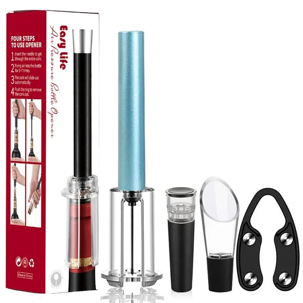 Air Pressure Pump Wine Opener Set With Foil Cutters