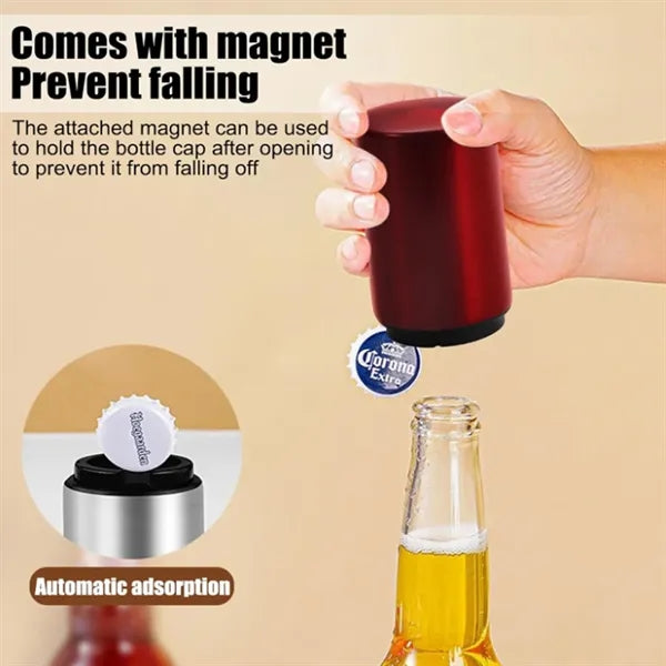 Magnetic Bottle Opener with Automatic Cap Catcher