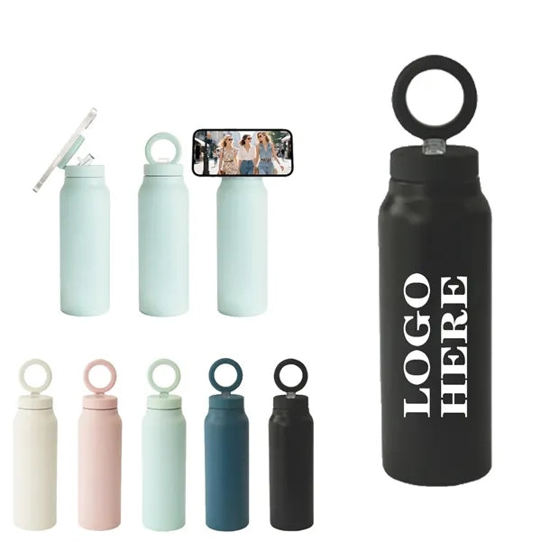 Insulated Water Bottle With Rotating Phone Holder