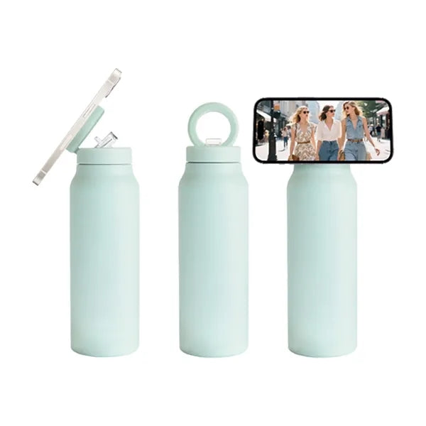 Insulated Water Bottle With Rotating Phone Holder