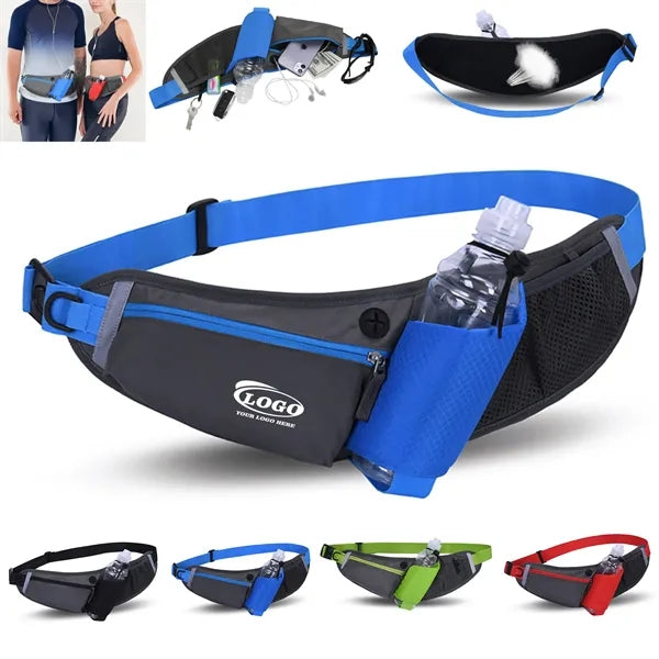 Nylon Fitness Waist Pack with Water Bottle Holder