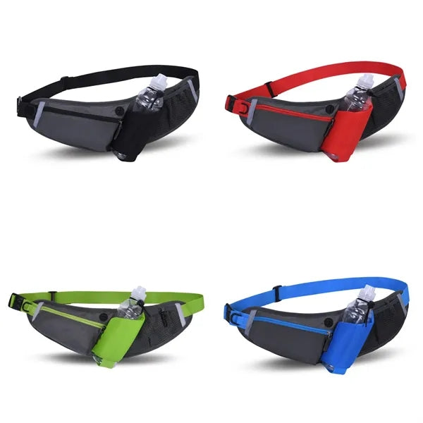 Nylon Fitness Waist Pack with Water Bottle Holder