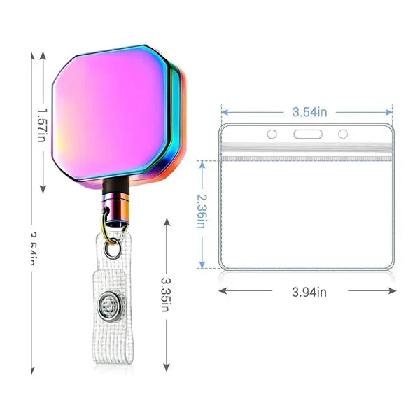 Zinc Alloy Square Retractable Badge Reel Set