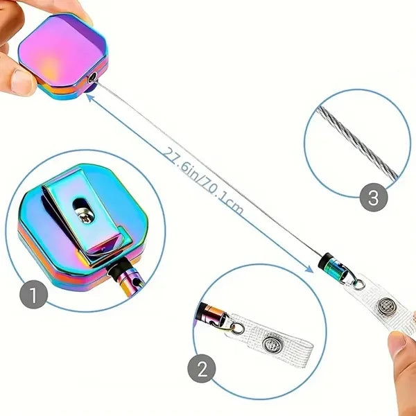 Zinc Alloy Square Retractable Badge Reel Set