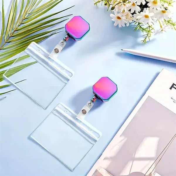 Zinc Alloy Square Retractable Badge Reel Set