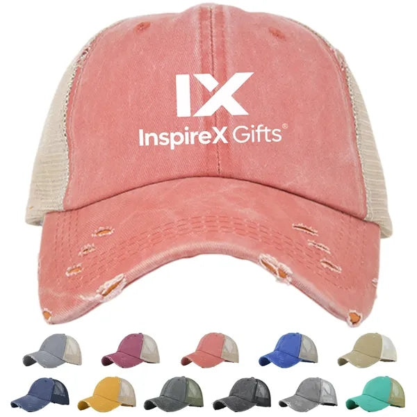 Distressed Mesh Trucker Hat Adjustable Vintage Baseball Cap
