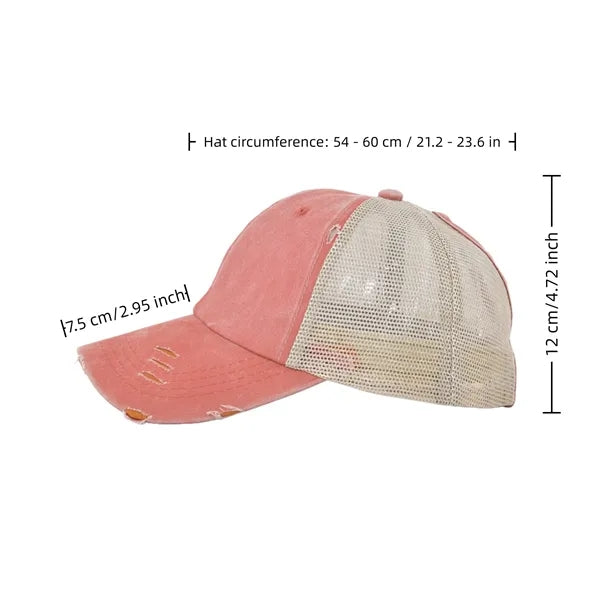 Distressed Mesh Trucker Hat Adjustable Vintage Baseball Cap