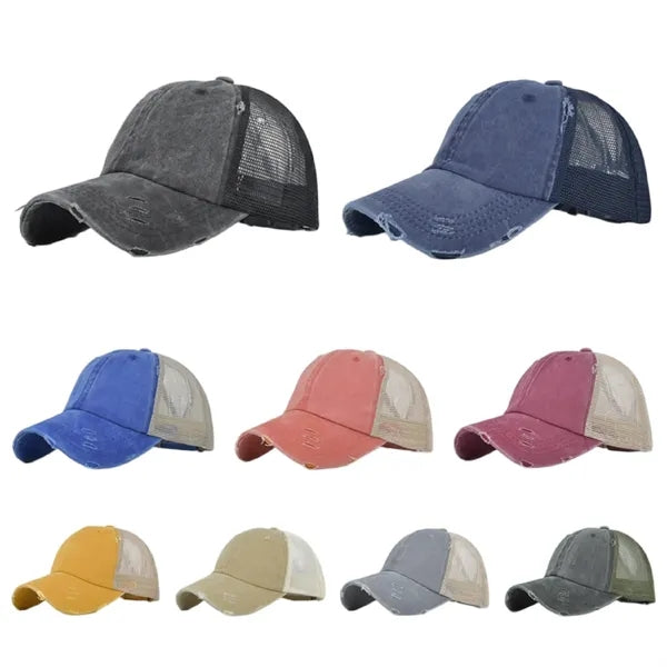 Distressed Mesh Trucker Hat Adjustable Vintage Baseball Cap