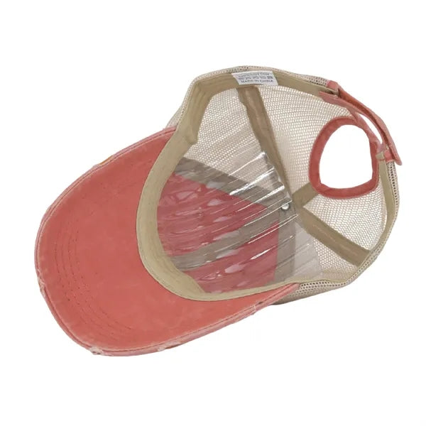 Distressed Mesh Trucker Hat Adjustable Vintage Baseball Cap