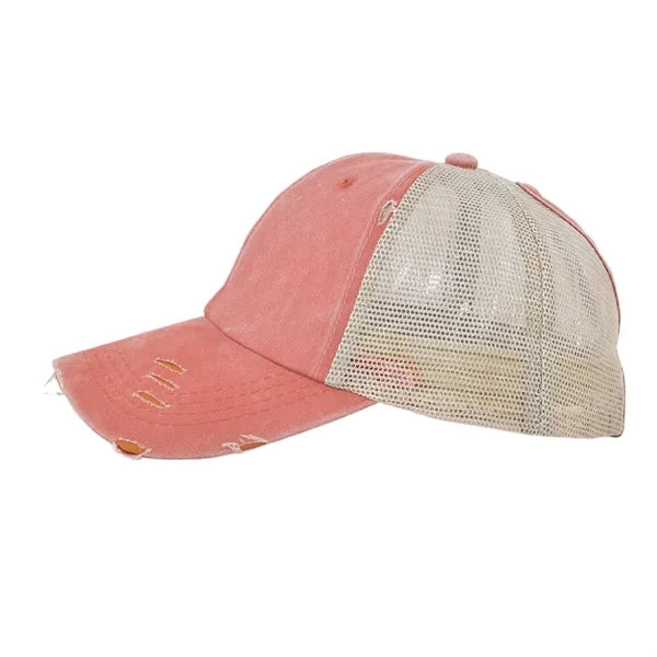 Distressed Mesh Trucker Hat Adjustable Vintage Baseball Cap