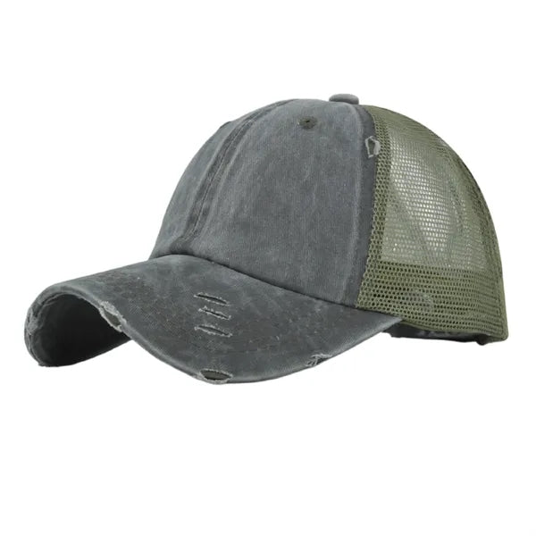 Distressed Mesh Trucker Hat Adjustable Vintage Baseball Cap