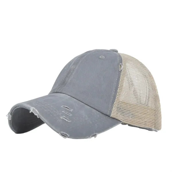 Distressed Mesh Trucker Hat Adjustable Vintage Baseball Cap
