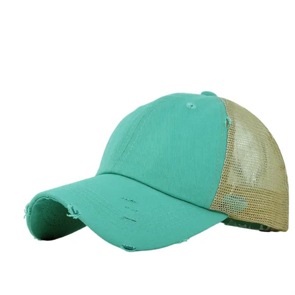 Distressed Mesh Trucker Hat Adjustable Vintage Baseball Cap