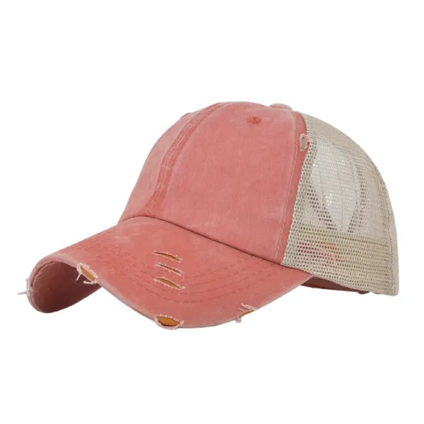 Distressed Mesh Trucker Hat Adjustable Vintage Baseball Cap