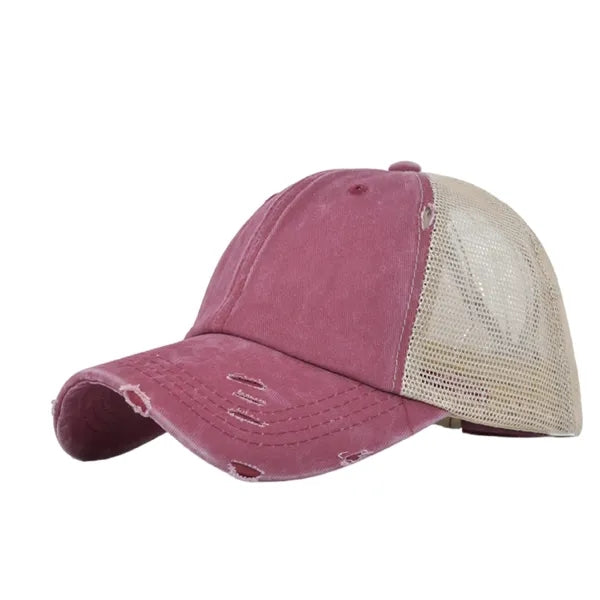 Distressed Mesh Trucker Hat Adjustable Vintage Baseball Cap