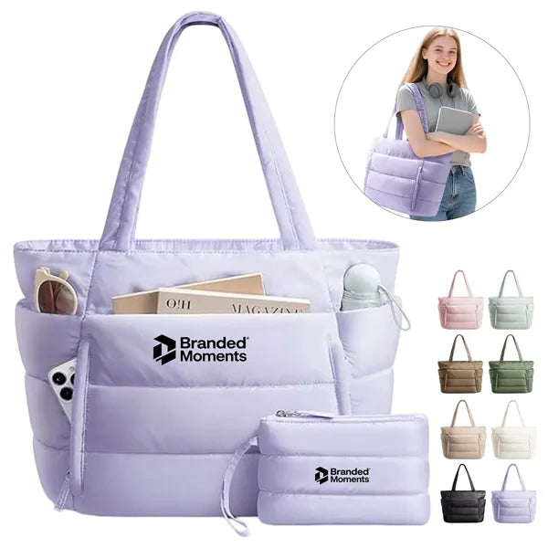 Quilted Puffer Tote Bag Spacious Stylish Durable Daily Use