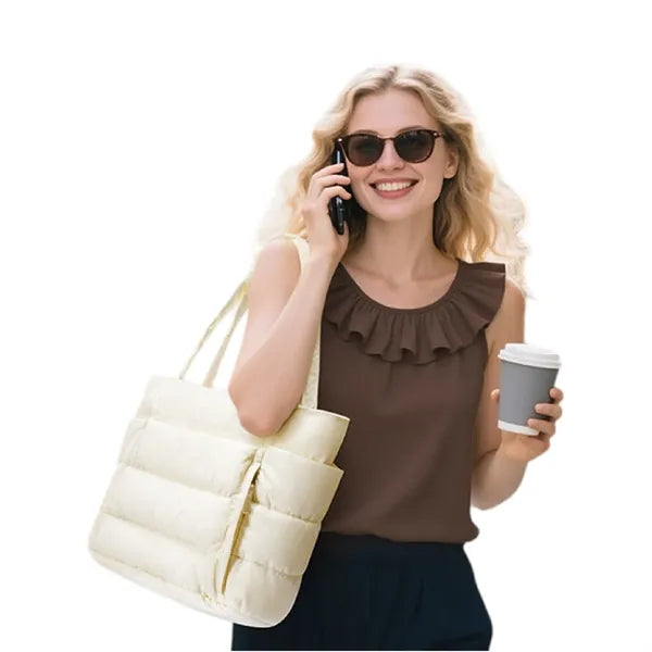 Quilted Puffer Tote Bag Spacious Stylish Durable Daily Use