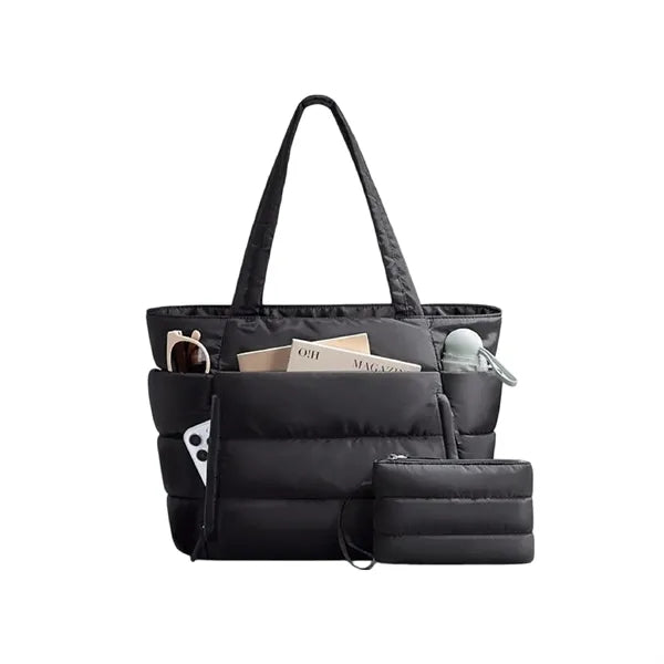 Quilted Puffer Tote Bag Spacious Stylish Durable Daily Use