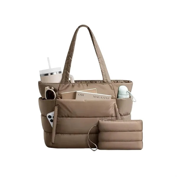 Quilted Puffer Tote Bag Spacious Stylish Durable Daily Use