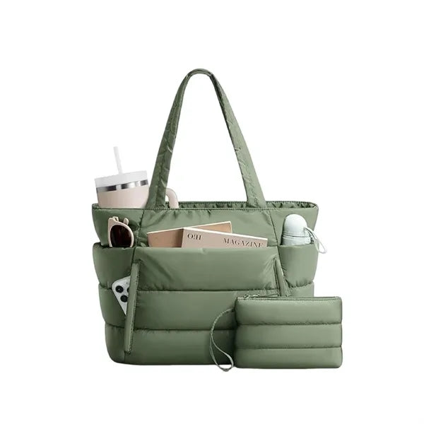 Quilted Puffer Tote Bag Spacious Stylish Durable Daily Use