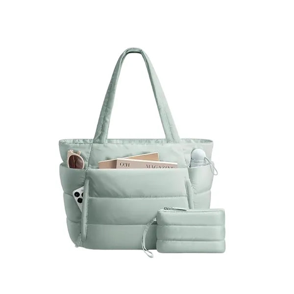 Quilted Puffer Tote Bag Spacious Stylish Durable Daily Use