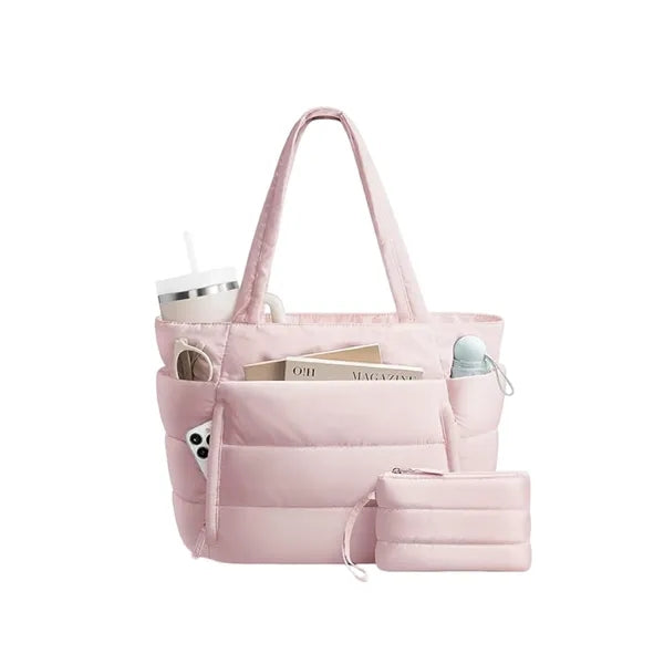 Quilted Puffer Tote Bag Spacious Stylish Durable Daily Use