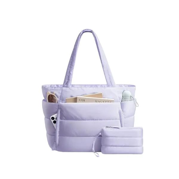 Quilted Puffer Tote Bag Spacious Stylish Durable Daily Use
