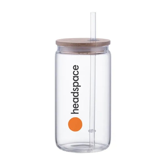 Reservoir-IX 18 Oz. Can Shaped Glass Tumbler with Straw