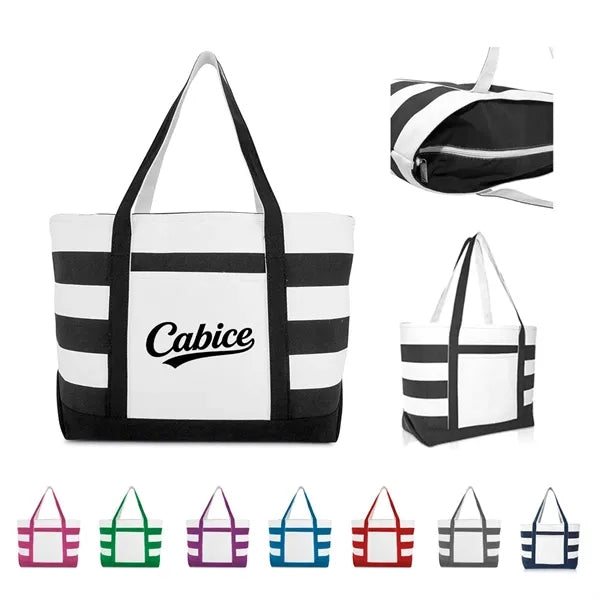 Striped Canvas Boat Tote