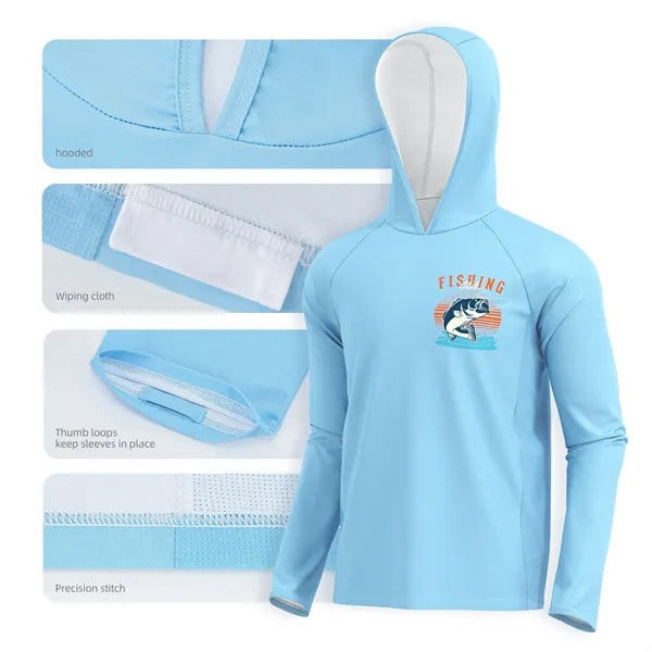 Men's 180 GSM UPF 50+ Sun Protection Fishing Hoodie T-Shirt