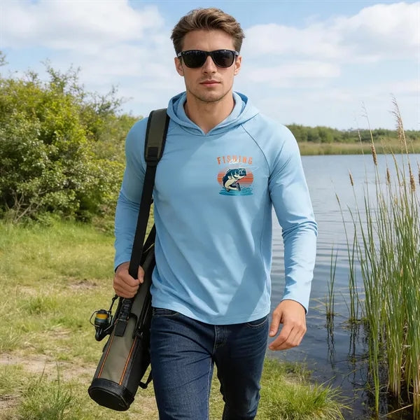 Men's 180 GSM UPF 50+ Sun Protection Fishing Hoodie T-Shirt