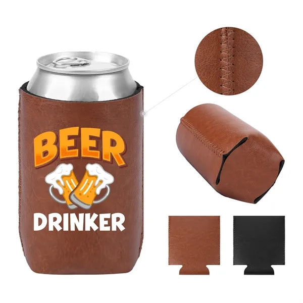 Deluxe PU Leather Insulated Can Cooler