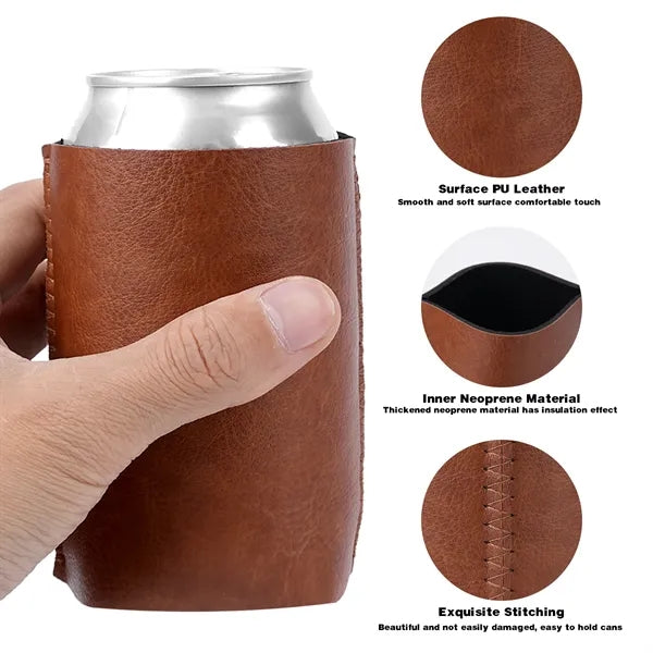 Deluxe PU Leather Insulated Can Cooler