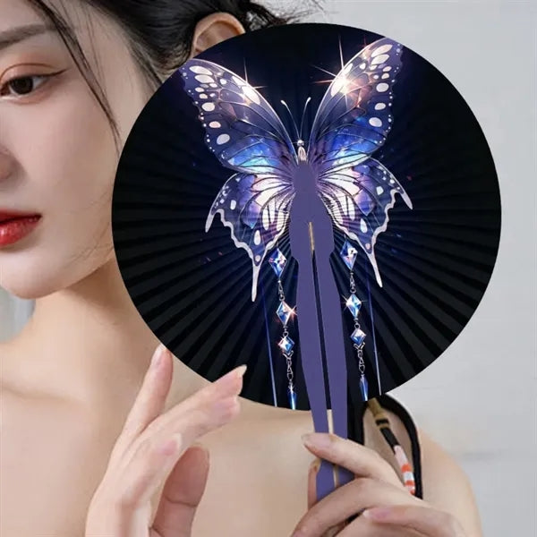Round Paper Handheld Party Cooling Fan Gift