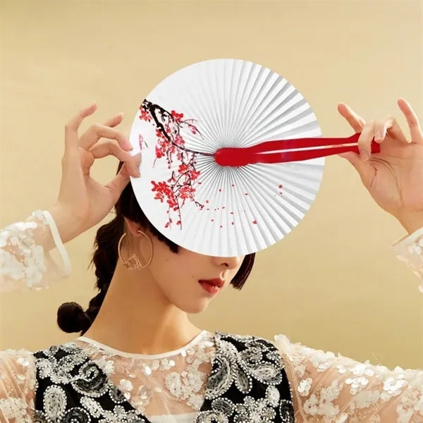 Round Paper Handheld Party Cooling Fan Gift
