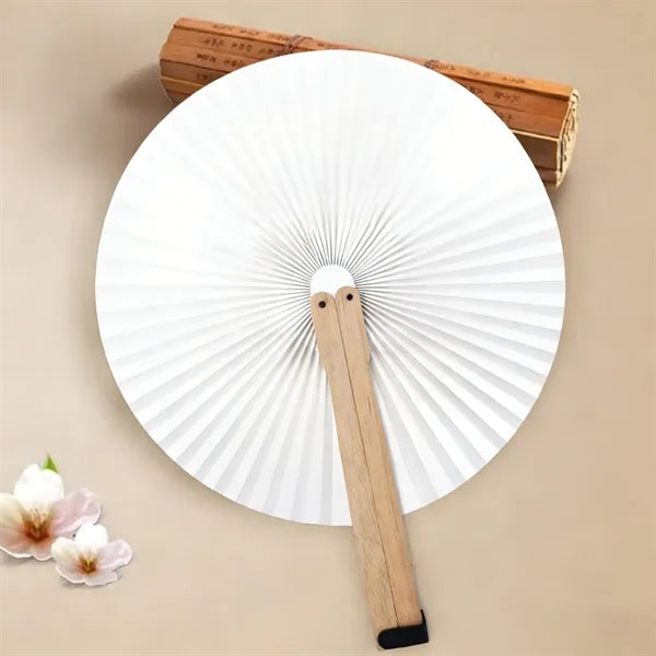 Round Paper Handheld Party Cooling Fan Gift