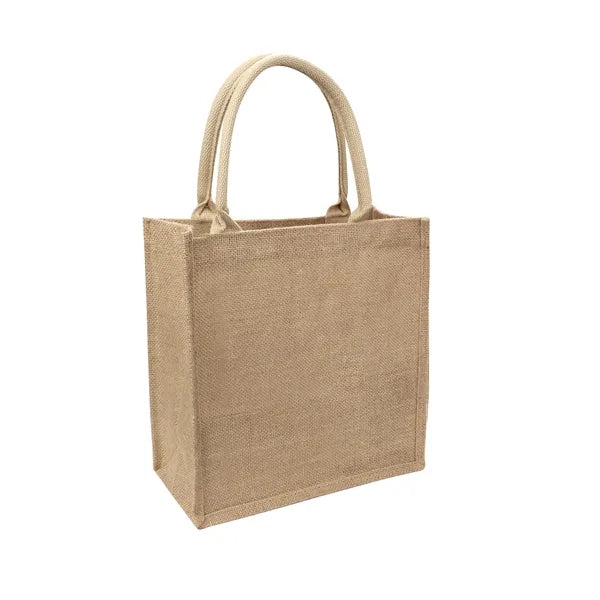 Burlap Grocery Tote Bag W/ Reinforced Handle 12.2"x10.6"x6"