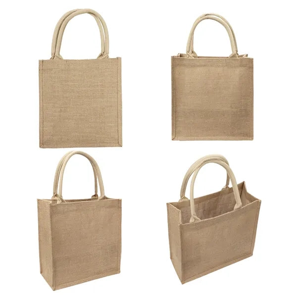 Burlap Grocery Tote Bag W/ Reinforced Handle 12.2"x10.6"x6"