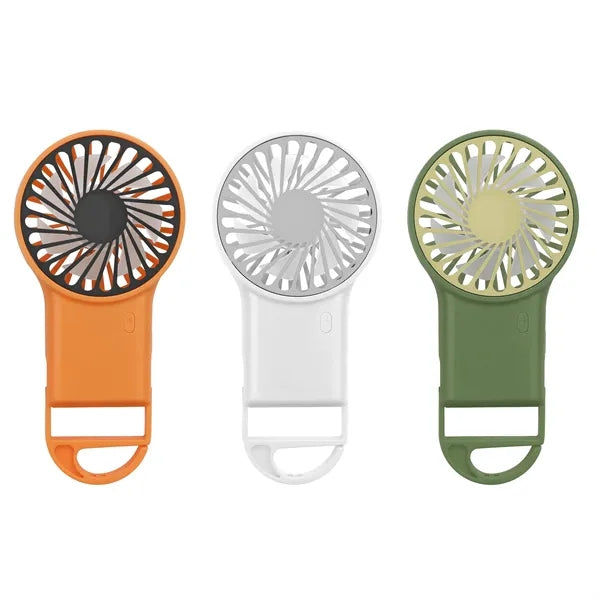 Plastic Mini Foldable Rechargeable Handheld Fan W/ Hook