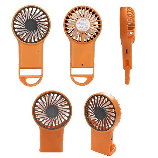 Plastic Mini Foldable Rechargeable Handheld Fan W/ Hook