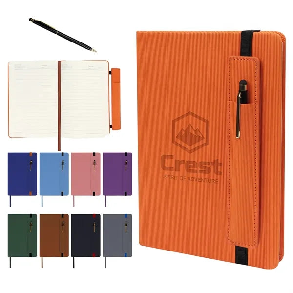 A5 Leather Hardcover Business Notebook With Multi Use Pen