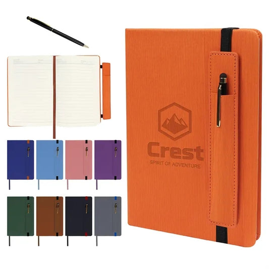 A5 Leather Hardcover Business Notebook With Multi Use Pen
