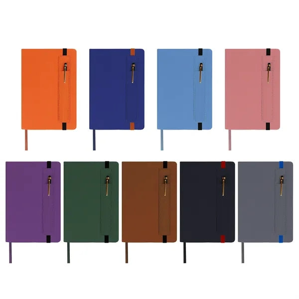 A5 Leather Hardcover Business Notebook With Multi Use Pen