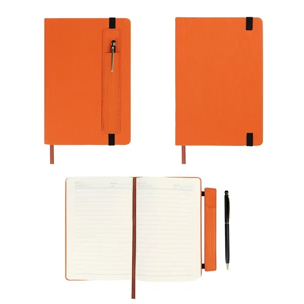 A5 Leather Hardcover Business Notebook With Multi Use Pen