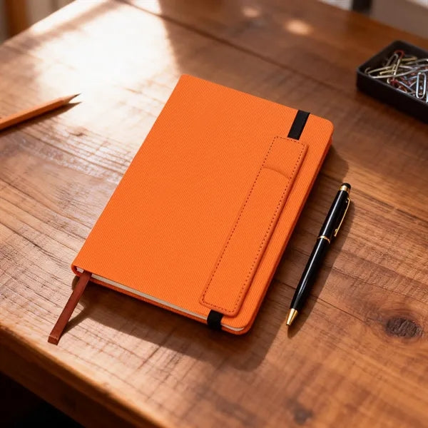 A5 Leather Hardcover Business Notebook With Multi Use Pen