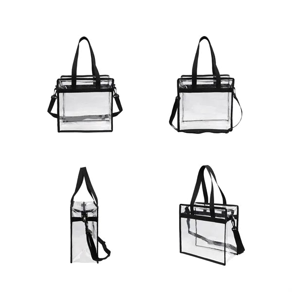 Clear PVC Stadium Tote Bag W/Zipper & Shoulder Strap