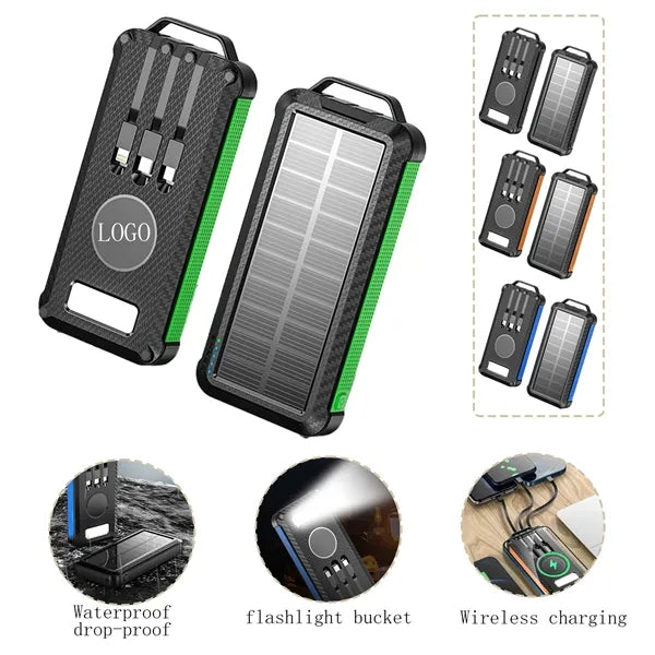 Solar Power Bank 20000mAh Wireless Charger USBC Portable