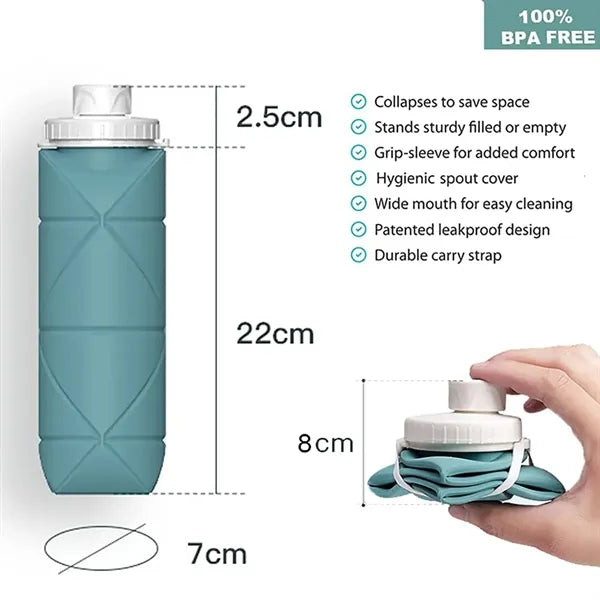 20oz Leakproof Collapsible Silicone Water Bottle