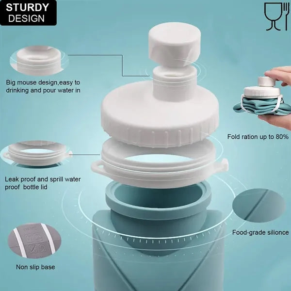 20oz Leakproof Collapsible Silicone Water Bottle